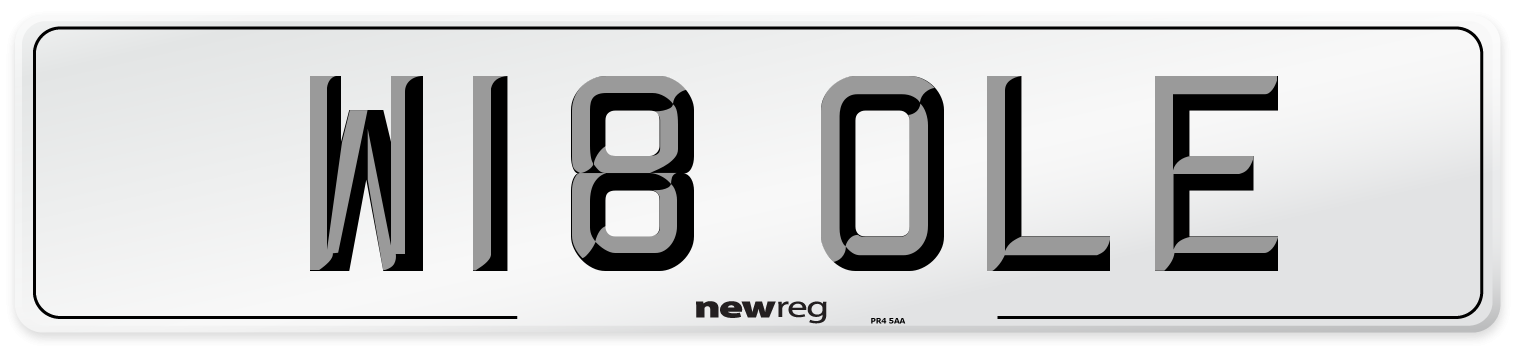 W18 OLE Number Plate from New Reg